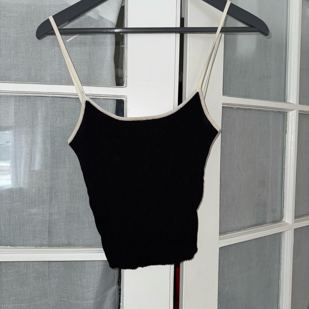 STAUD Black Camisole Sleeveless Crop Top